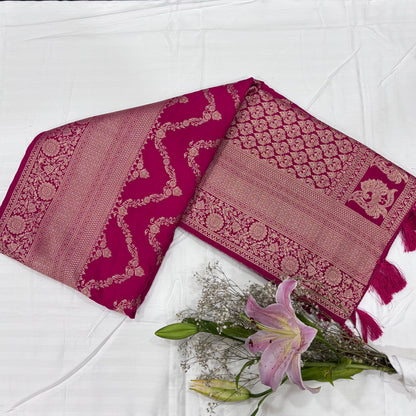 Banarasi Georgette Saree with Rich Pallu & Floral Border | Premium Party Wear Saree