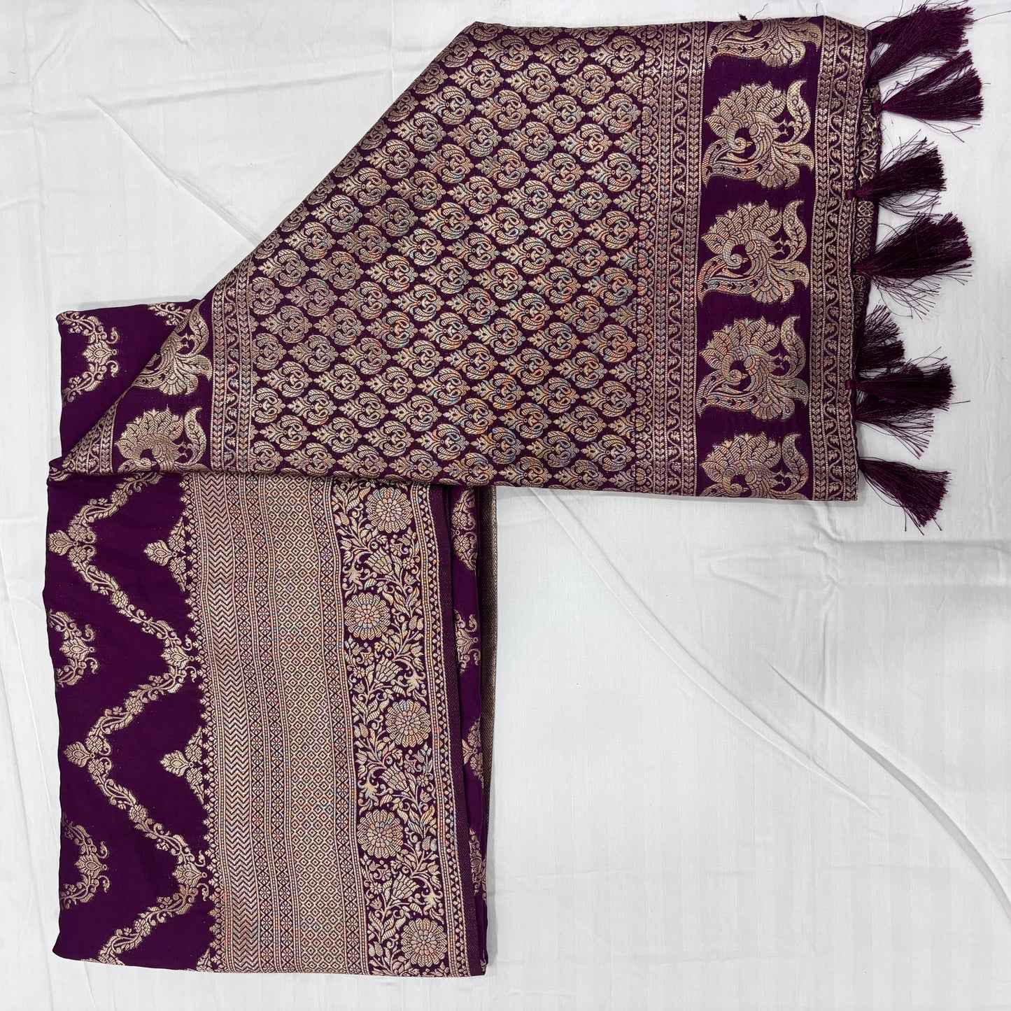 Banarasi Georgette Saree with Rich Pallu & Floral Border | Premium Party Wear Saree