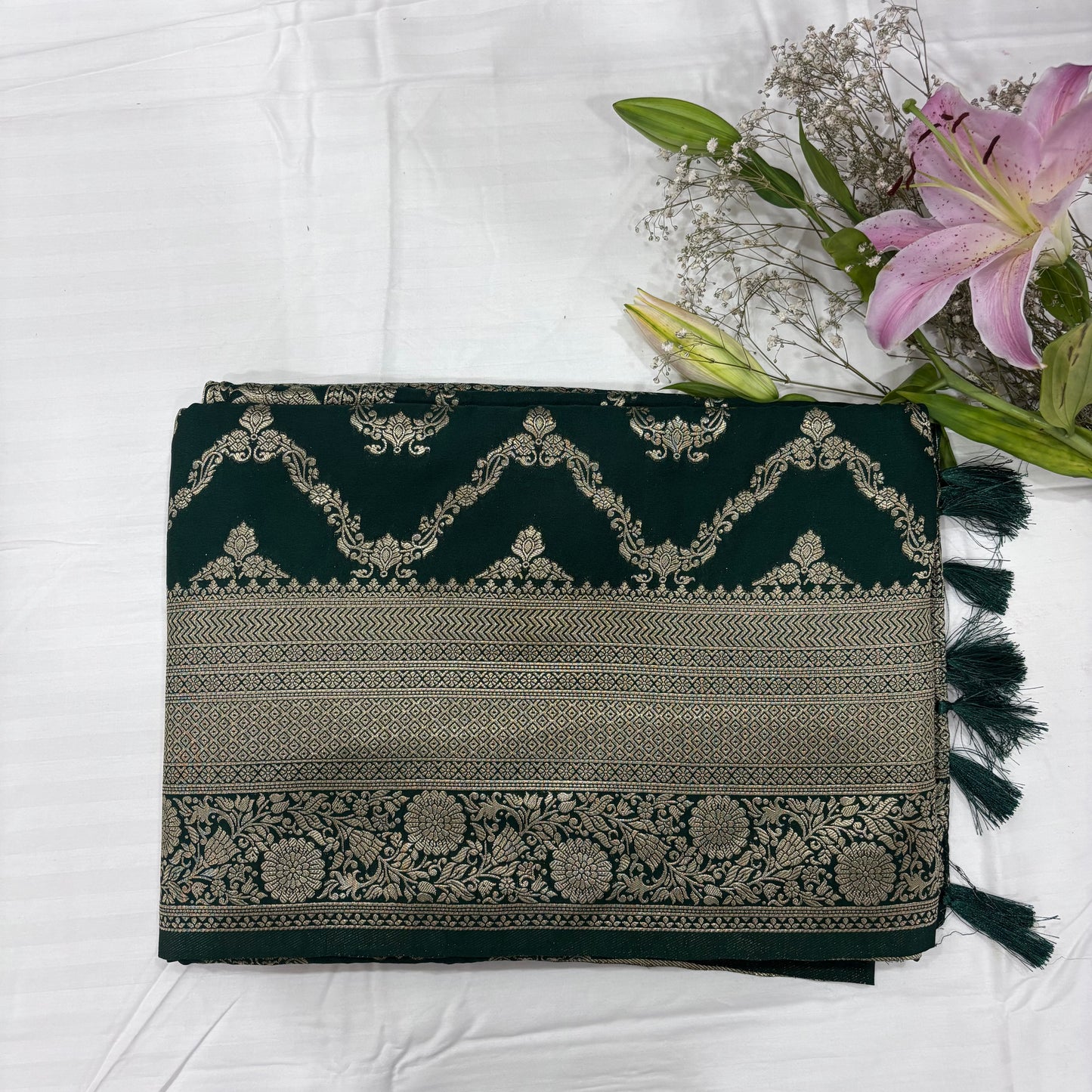 Banarasi Georgette Saree with Rich Pallu & Floral Border | Premium Party Wear Saree