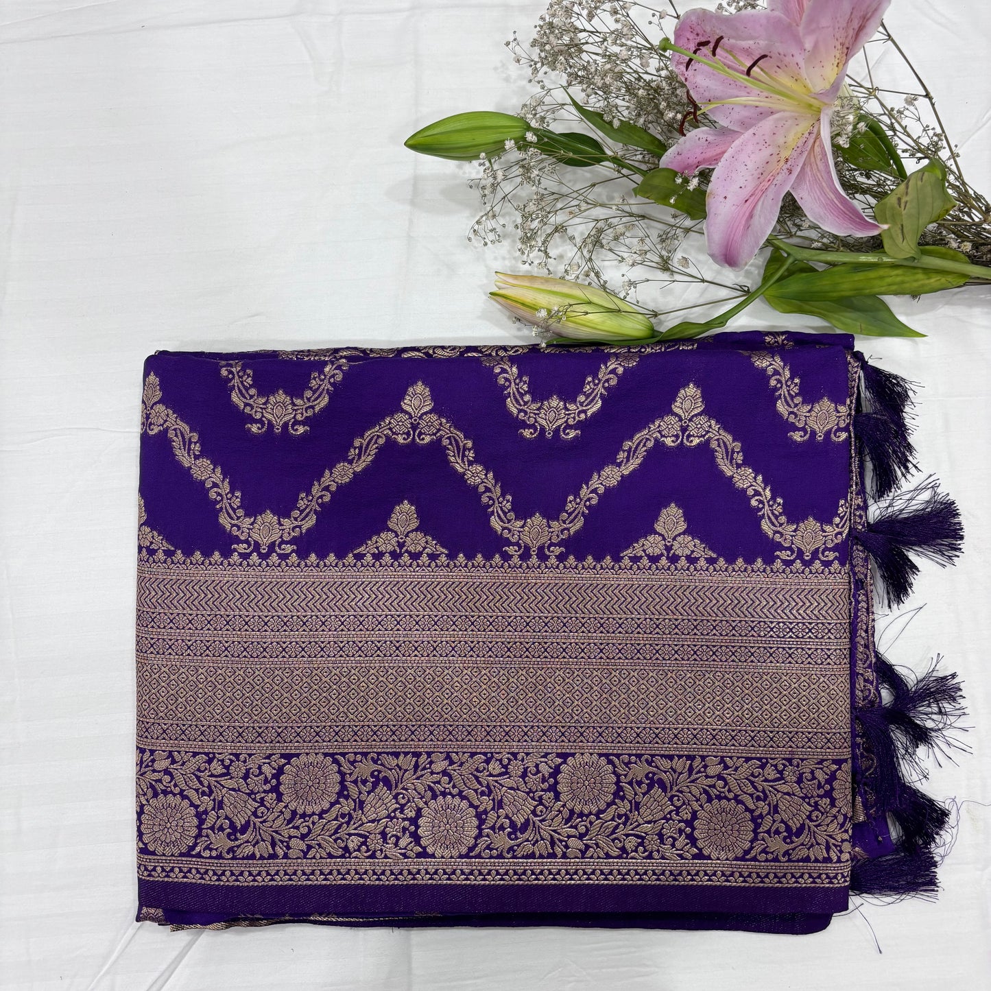Banarasi Georgette Saree with Rich Pallu & Floral Border | Premium Party Wear Saree