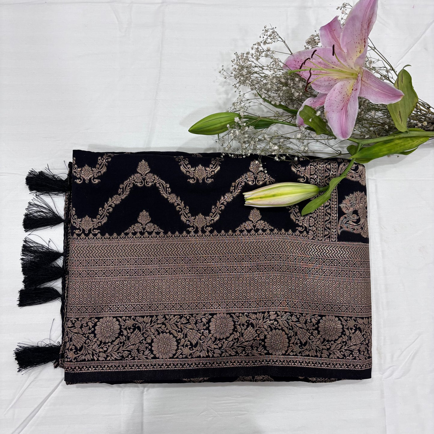 Banarasi Georgette Saree with Rich Pallu & Floral Border | Premium Party Wear Saree