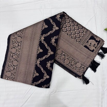 Banarasi Georgette Saree with Rich Pallu & Floral Border | Premium Party Wear Saree