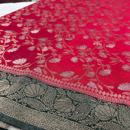 Premium Chinnon Jaal Meena Saree for Women | Elegant Floral Design | Wedding, Party & Festive Wear | Radha By Rapid Rashmi
