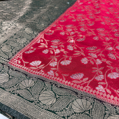 Premium Chinnon Jaal Meena Saree for Women | Elegant Floral Design | Wedding, Party & Festive Wear | Radha By Rapid Rashmi