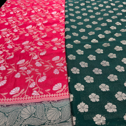 Premium Chinnon Jaal Meena Saree for Women | Elegant Floral Design | Wedding, Party & Festive Wear | Radha By Rapid Rashmi