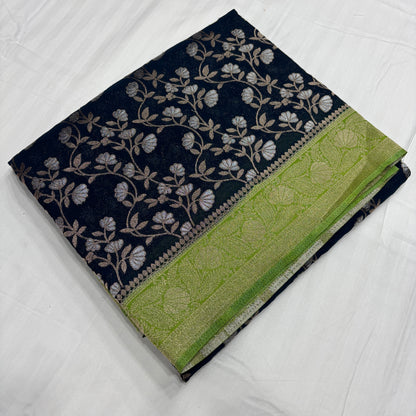 Premium Chinnon Jaal Meena Saree for Women | Elegant Floral Design | Wedding, Party & Festive Wear | Radha By Rapid Rashmi