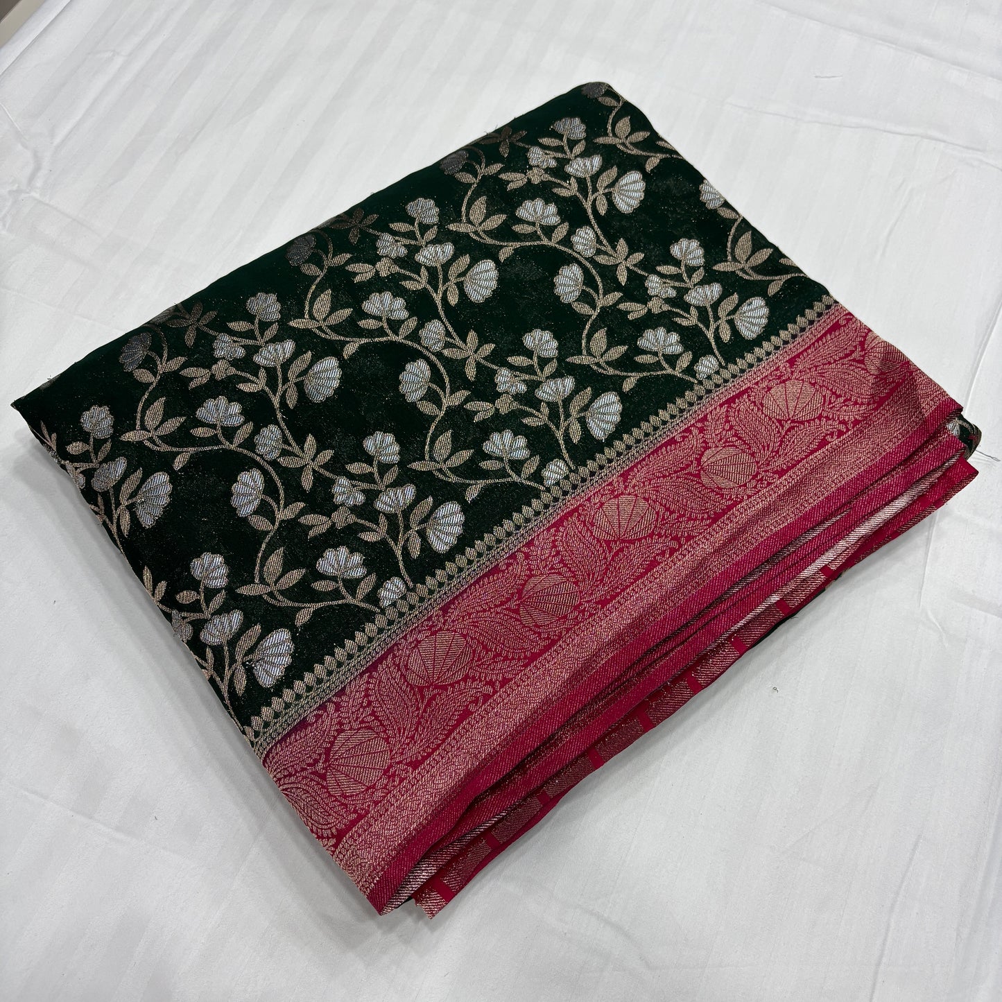 Premium Chinnon Jaal Meena Saree for Women | Elegant Floral Design | Wedding, Party & Festive Wear | Radha By Rapid Rashmi