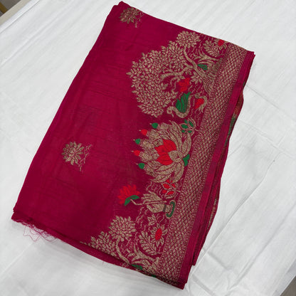 Premium Munga Silk Saree for Women with Rich Pallu & Gold Zari Border | Festive & Wedding Collection | Radha By Rapid Rashmi