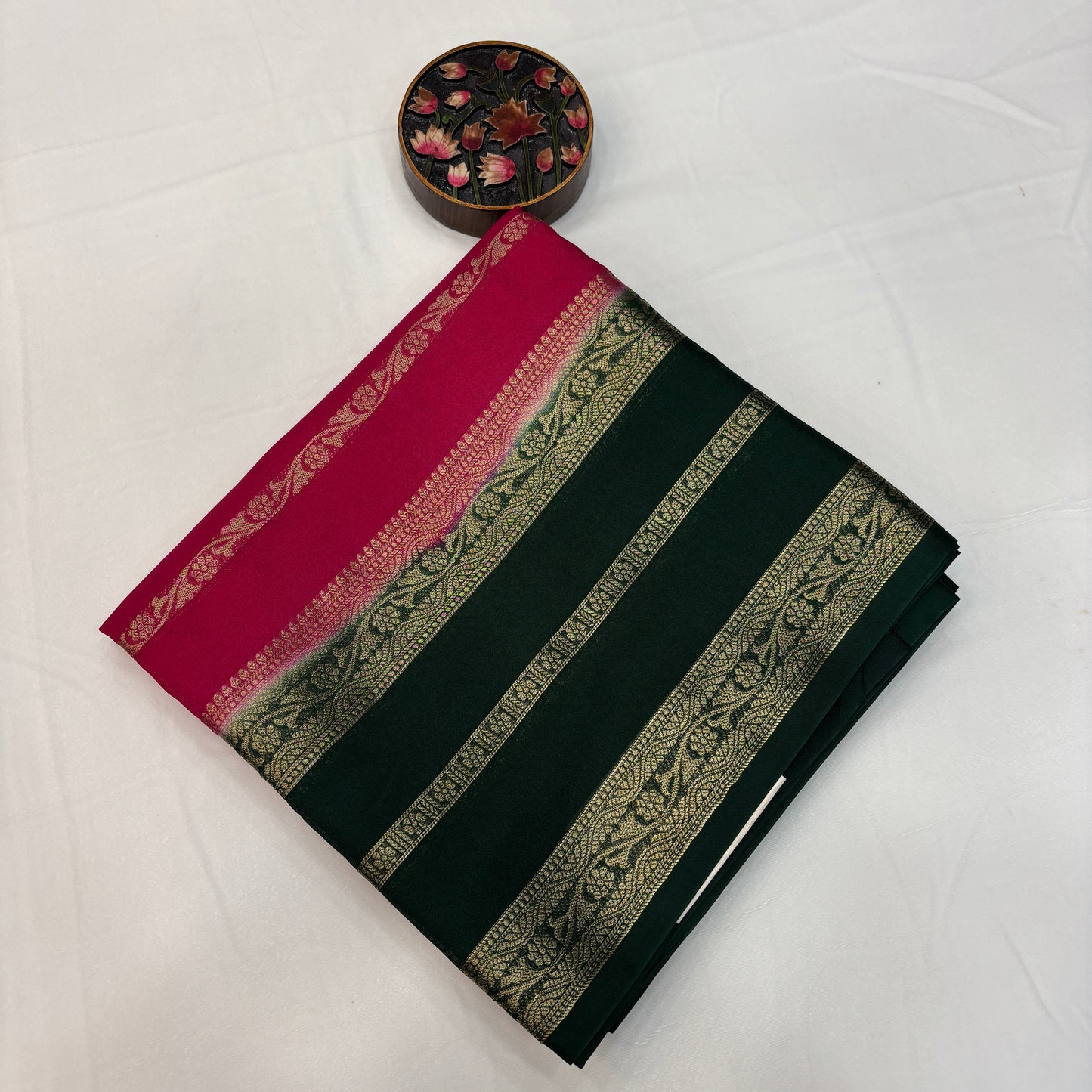 Premium Semi Crepe Silk Saree for Women | Elegant Contrast Design with Matching Blouse Piece | Office, Festive & Party Wear | Radha By Rapid Rashmi