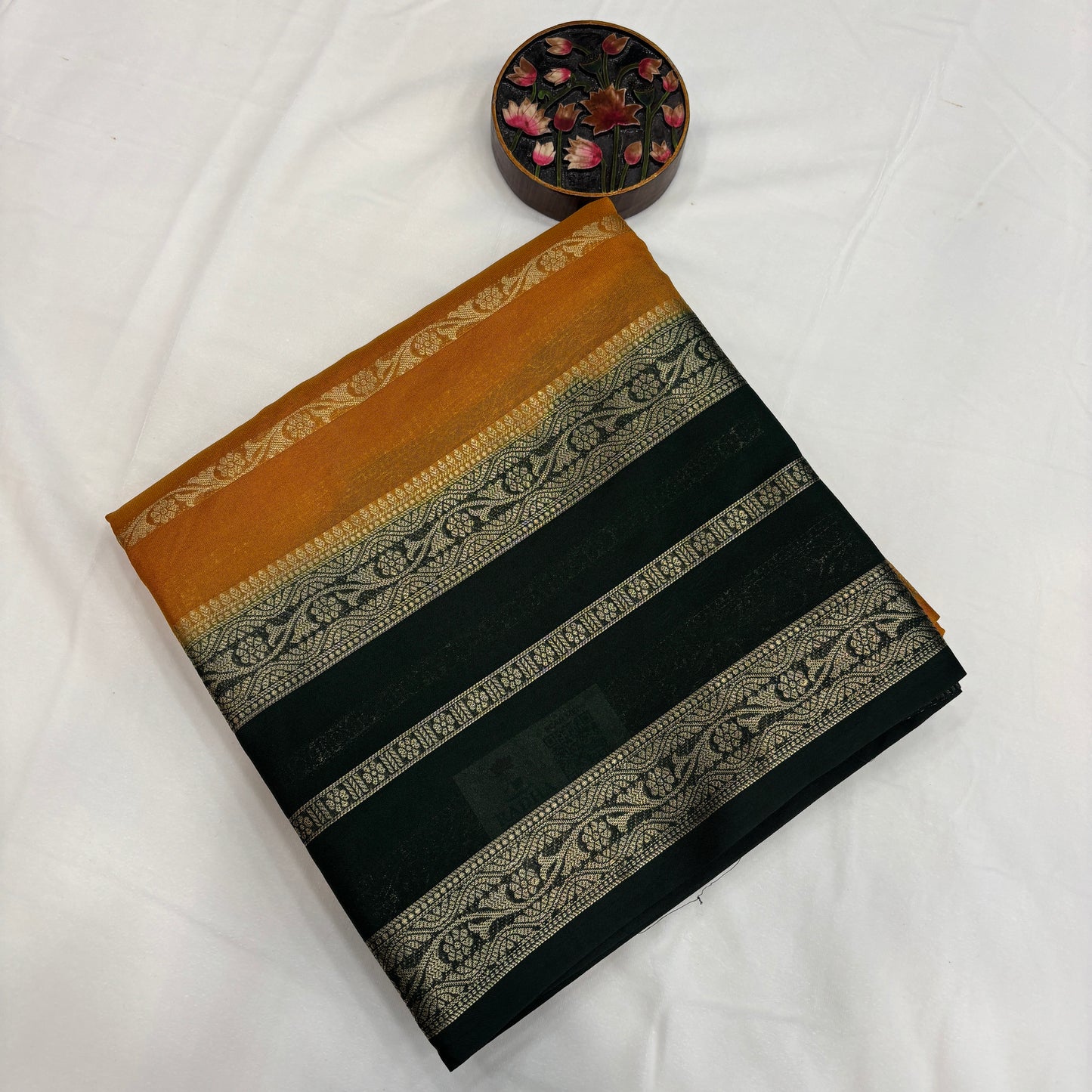 Premium Semi Crepe Silk Saree for Women | Elegant Contrast Design with Matching Blouse Piece | Office, Festive & Party Wear | Radha By Rapid Rashmi
