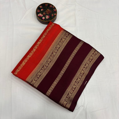 Premium Semi Crepe Silk Saree for Women | Elegant Contrast Design with Matching Blouse Piece | Office, Festive & Party Wear | Radha By Rapid Rashmi