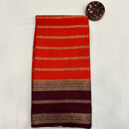 Premium Semi Crepe Silk Saree for Women | Elegant Contrast Design with Matching Blouse Piece | Office, Festive & Party Wear | Radha By Rapid Rashmi