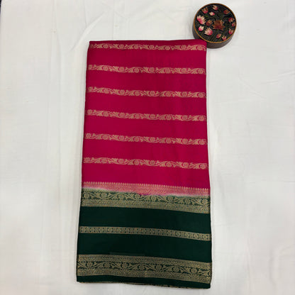 Premium Semi Crepe Silk Saree for Women | Elegant Contrast Design with Matching Blouse Piece | Office, Festive & Party Wear | Radha By Rapid Rashmi