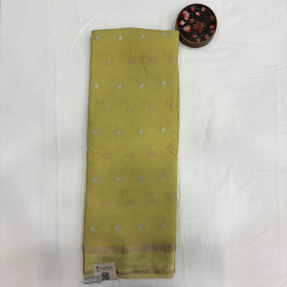Premium Chinnon Saree for Women | Elegant Butta Design with Self Weave & Delicate Border | Festive, Wedding & Party Wear | Radha By Rapid Rashmi