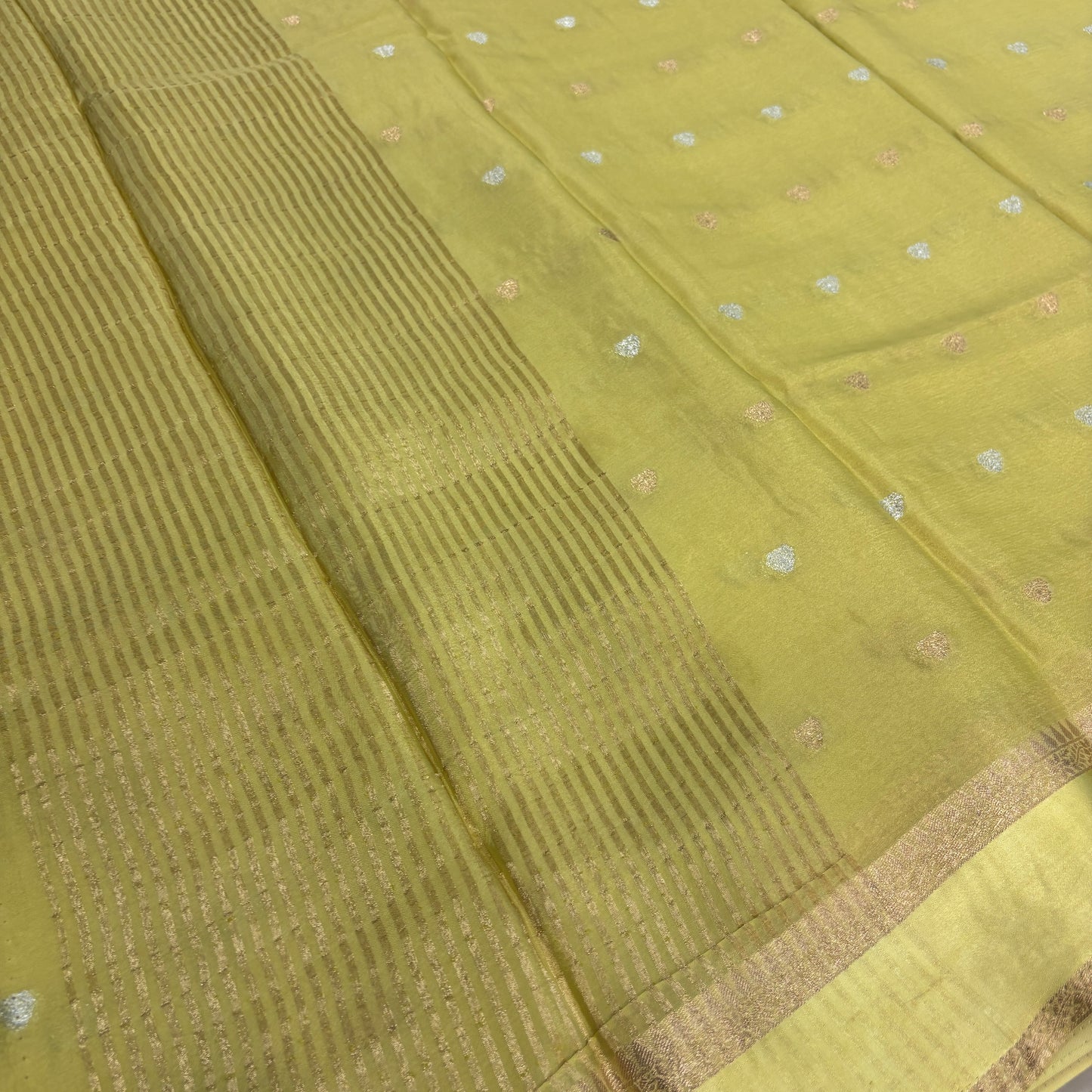 Premium Chinnon Saree for Women | Elegant Butta Design with Self Weave & Delicate Border | Festive, Wedding & Party Wear | Radha By Rapid Rashmi