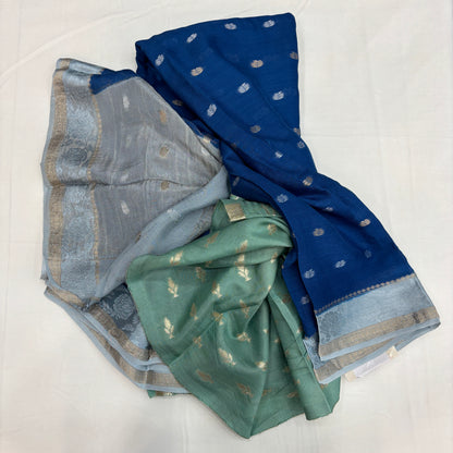 Premium Chinnon Saree for Women | Floral Border with Butta Design & Contrast Weave | Wedding, Festive & Party Wear | Radha By Rapid Rashmi