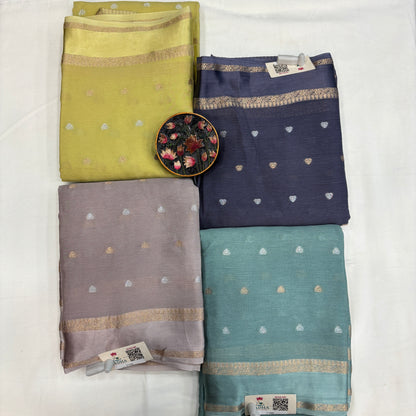 Premium Chinnon Saree for Women | Elegant Butta Design with Self Weave & Delicate Border | Festive, Wedding & Party Wear | Radha By Rapid Rashmi