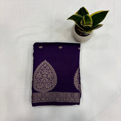 Premium Semi Crepe Saree with Elegant Leaf Design & Small Butta | Festive, Wedding & Party Wear Saree for Women