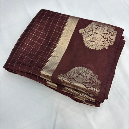 Premium Semi Crepe Saree for Women | Elegant Checks Design with Designer Border | Festive, Party & Traditional Wear | Radha By Rapid Rashmi