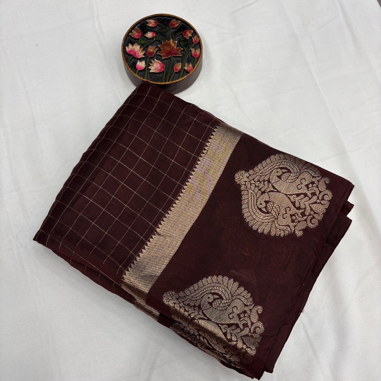 Premium Semi Crepe Saree for Women | Elegant Checks Design with Designer Border | Festive, Party & Traditional Wear | Radha By Rapid Rashmi