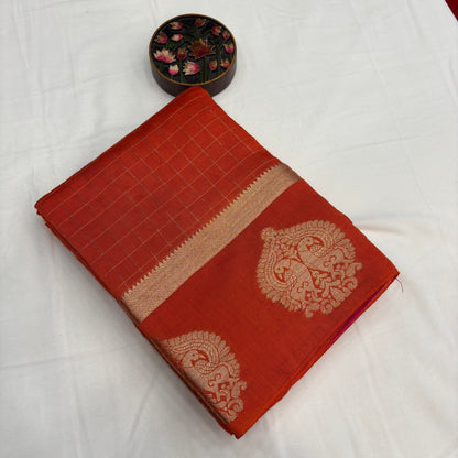 Premium Semi Crepe Saree for Women | Elegant Checks Design with Designer Border | Festive, Party & Traditional Wear | Radha By Rapid Rashmi