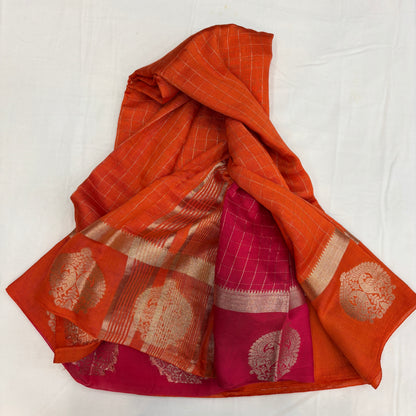 Premium Semi Crepe Saree for Women | Elegant Checks Design with Designer Border | Festive, Party & Traditional Wear | Radha By Rapid Rashmi
