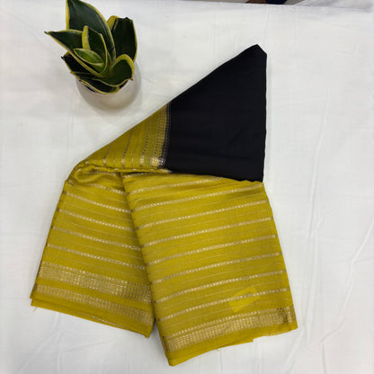 Premium Semi Crepe Saree with Leaf Design & Small Butta | Radha By Rapid Rashmi