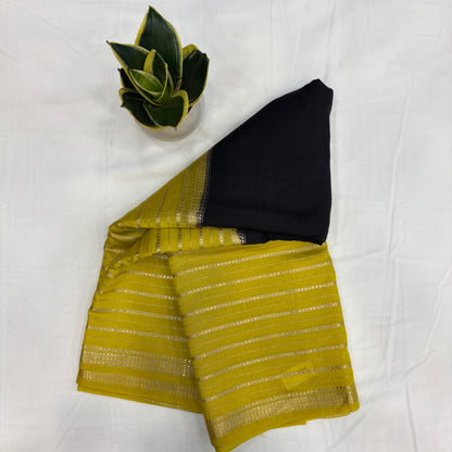Premium Semi Crepe Saree with Leaf Design & Small Butta | Radha By Rapid Rashmi