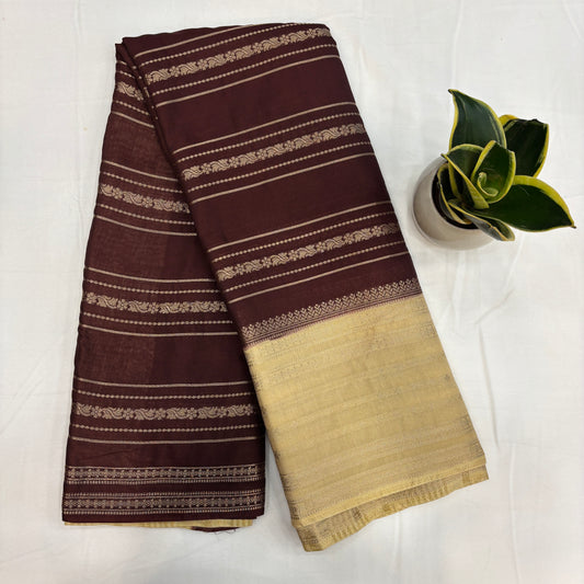 Premium Semi Crepe Saree with Contrast Stripes, Elegant Butta & Line Design | Festive, Wedding & Party Wear Saree for Women