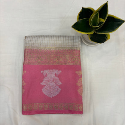 Premium Semi Crepe Saree with Gandaberunda Motif, Bentex Border & Zari Checks | Designer Wedding, Festive & Party Wear Saree for Women