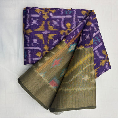 Premium Pochampally Semi Silk Saree with Traditional Handloom Ikat Patterns | Elegant Festive, Office & Ethnic Wear Saree for Women