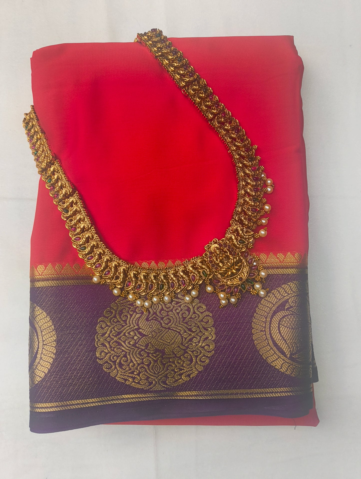 Premium Semi Crepe Saree with Gandaberunda Motif & Premium Imitation Gold Thread | Designer Wedding, Festive & Traditional Saree for Women