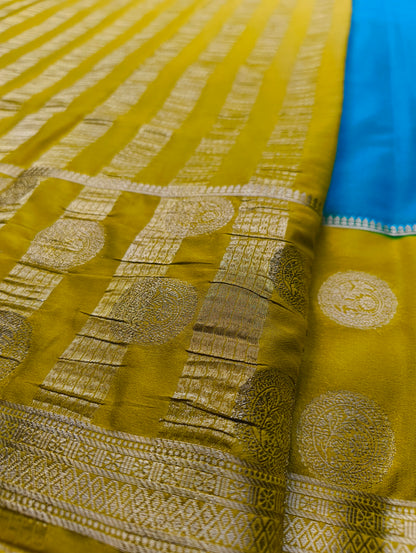 Premium Semi Crepe Silk Saree with Elegant Dual Tone Design & Rich Contrast Weave | Wedding, Festive & Party Wear | Radha By Rapid Rashmi