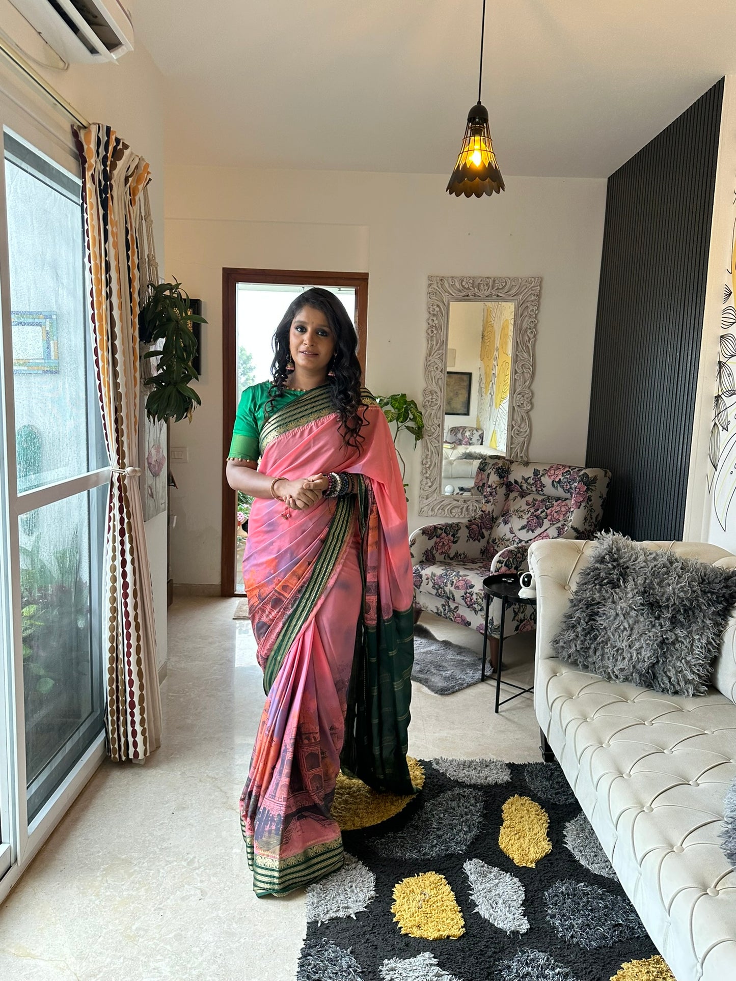 Taj Mahal Majesty Semi-Mysore Crepe Saree (Code - SS-50)