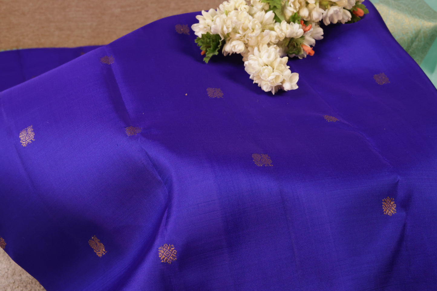 Bentex Butta Pure Silk Saree – Blue & Light Green (Double G Border)(Code PSS-08)