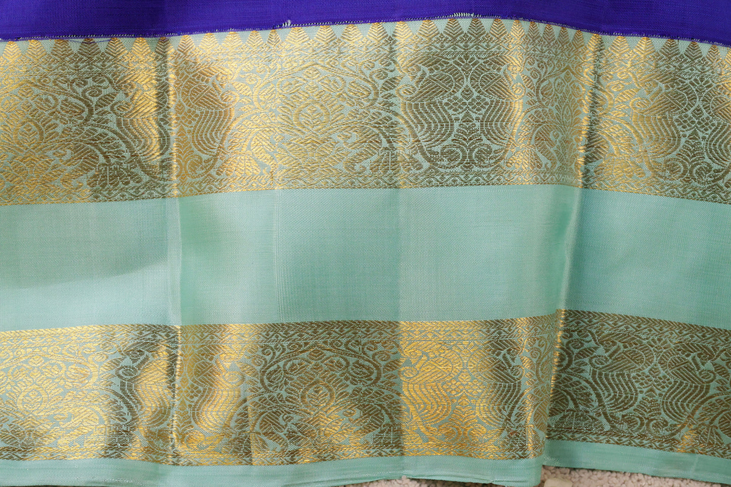 Bentex Butta Pure Silk Saree – Blue & Light Green (Double G Border)(Code PSS-08)