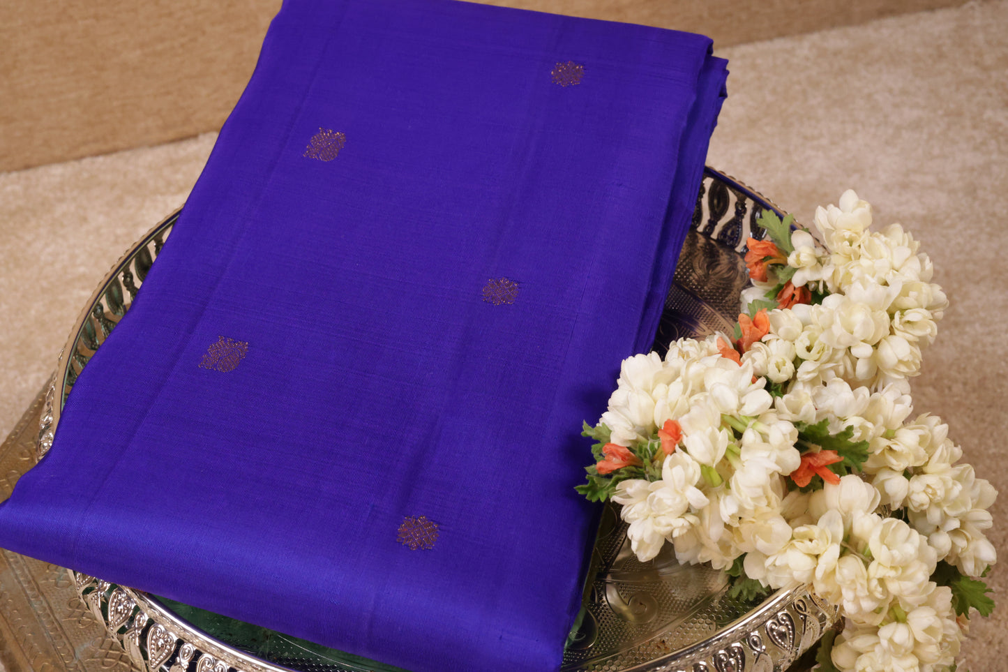 Bentex Butta Pure Silk Saree – Blue & Light Green (Double G Border)(Code PSS-08)