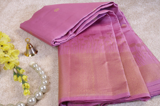 1 Gram Turning Border Pure Silk Saree – Golden Flower Design(Code PSS-03)