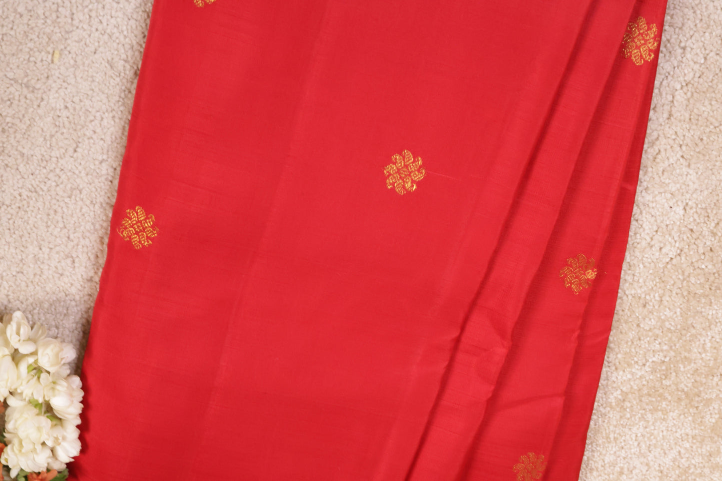 Royal Red Pure Silk Saree with Peacock & Elephant Zari Border(Code PSS-32)