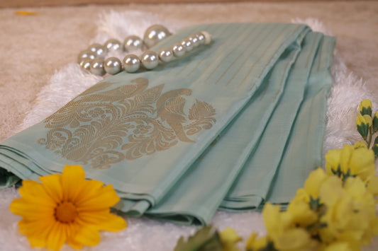 Border Less Butta Pure Silk Saree – 2 Parrot Design(Code PSS-05)