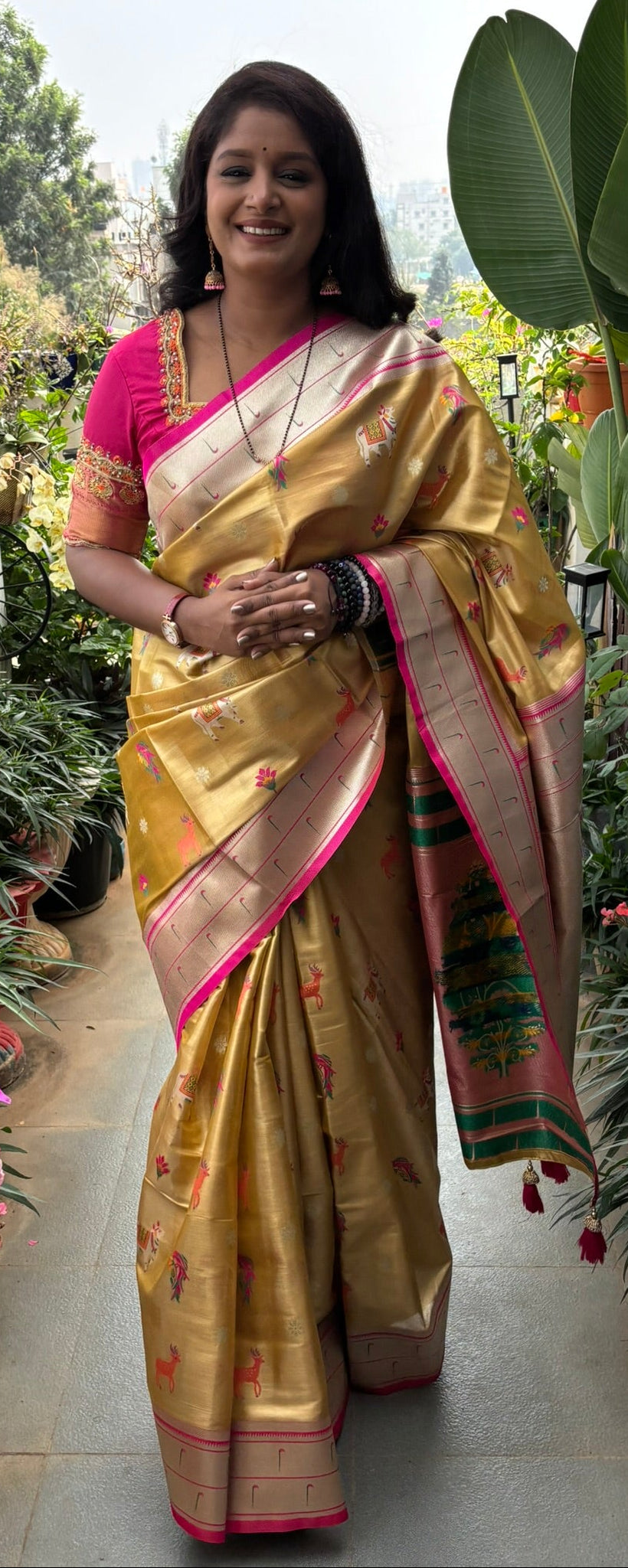 Luxurious Antique Gold Art Tissue Paithani Saree (TPS-01)