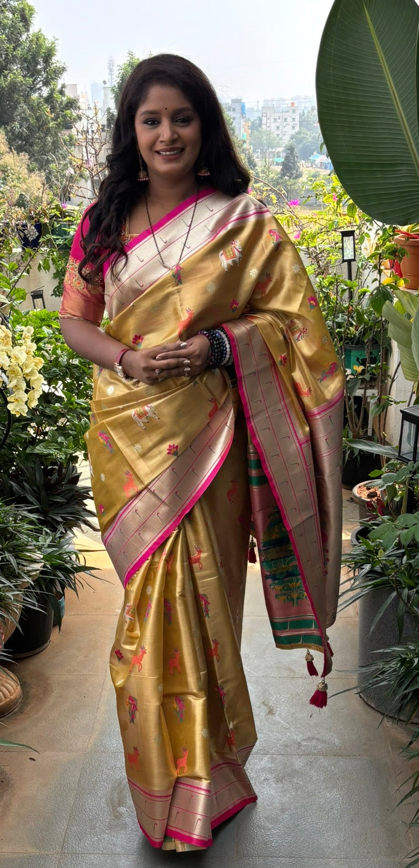 Luxurious Antique Gold Art Tissue Paithani Saree (TPS-01)