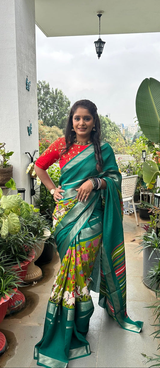 Pichwai Print Crepe Silk Saree (CCSS-01)