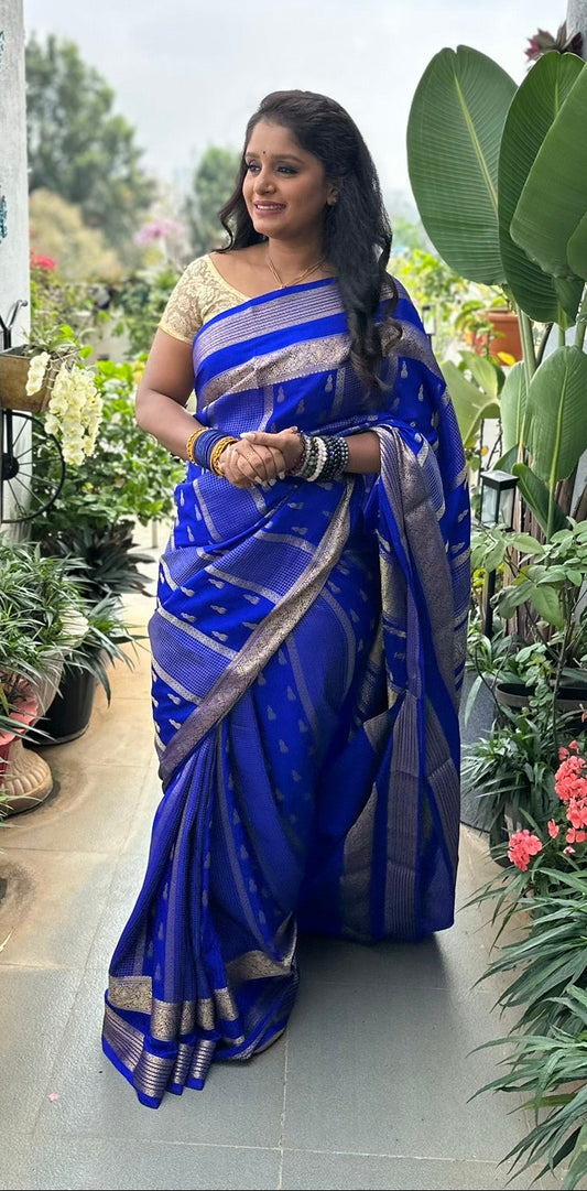 Pure Mysore Crepe Silk Saree – 150 GSM(Code MSCp-02)