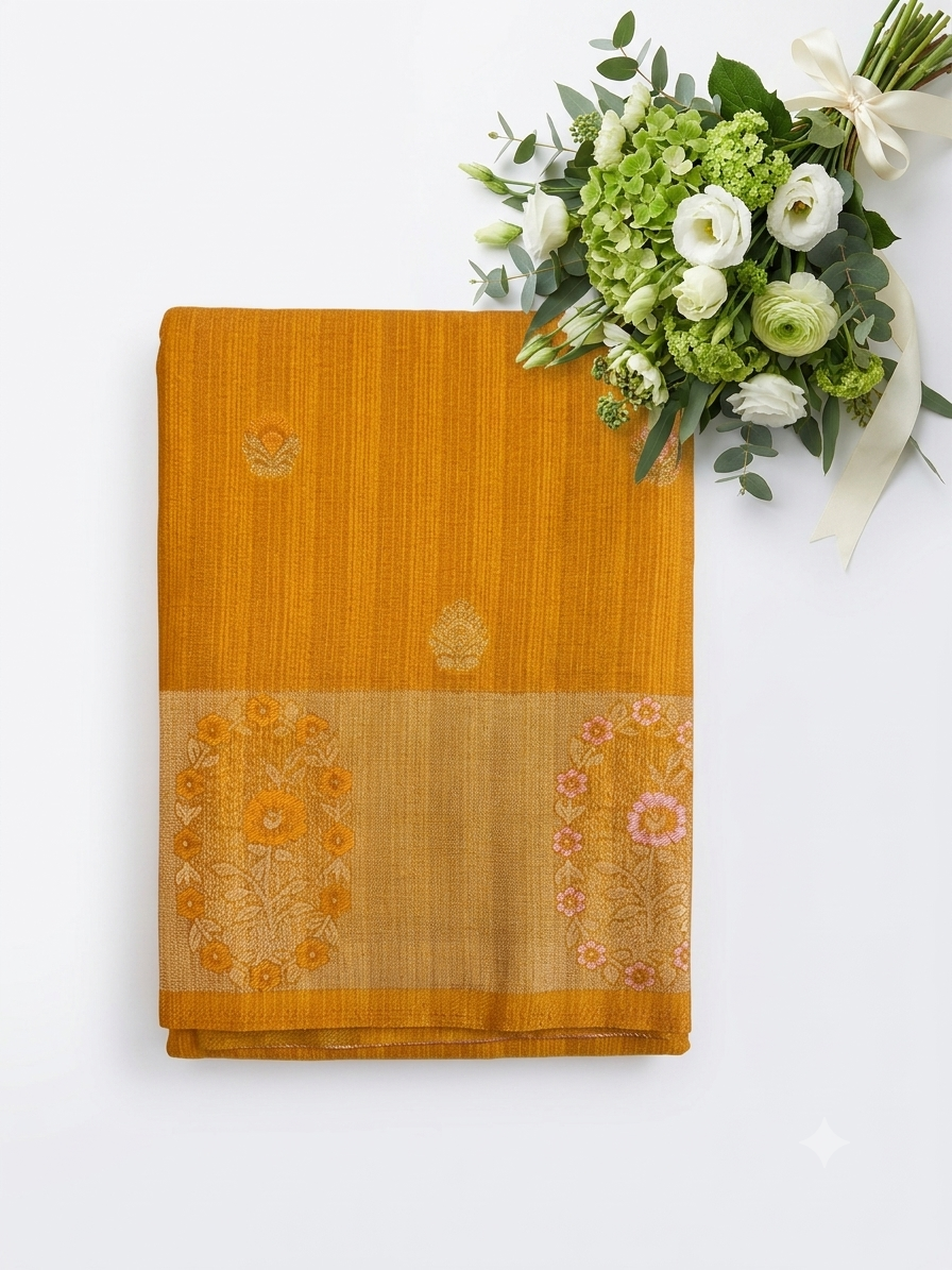 Tussar Heavy Meena Self Butta Saree with Rich Pallu | Premium Traditional Women’s Saree Product Code: TUS-01