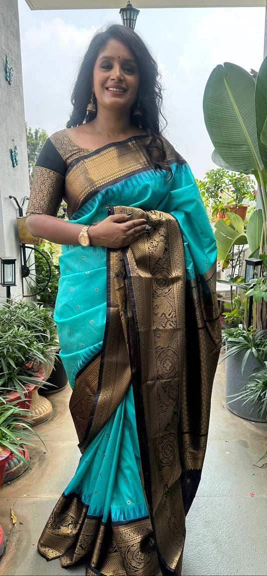 Semi Gadwal Stripes Saree(Code GDP-SEMI-04)