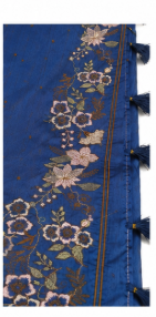 Elegant Royal Blue Saree with Floral Vine Motifs & Antique Gold Border