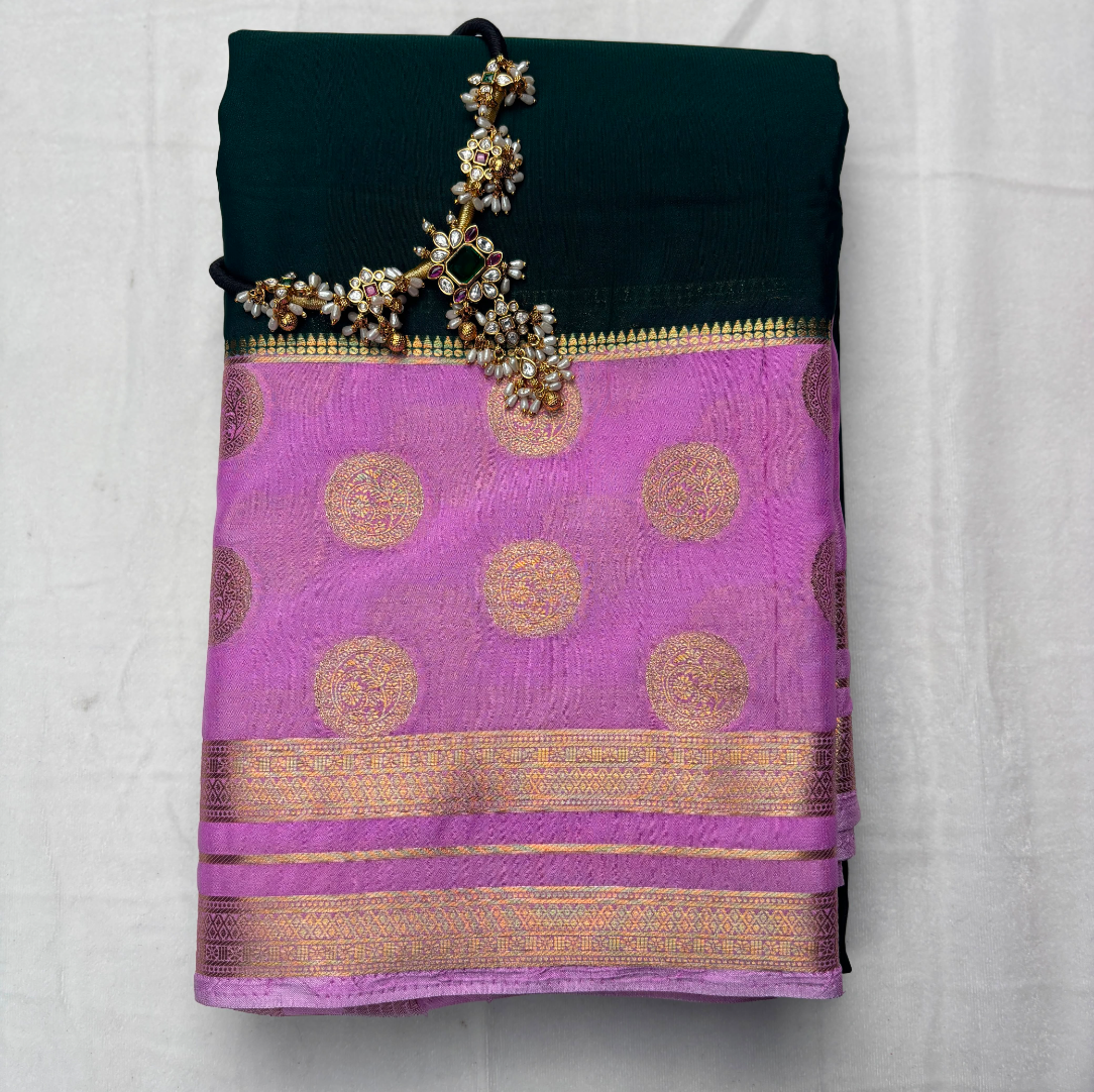 Premium Semi Crepe Silk Saree with Elegant Dual Tone Design & Rich Contrast Weave | Wedding, Festive & Party Wear | Radha By Rapid Rashmi