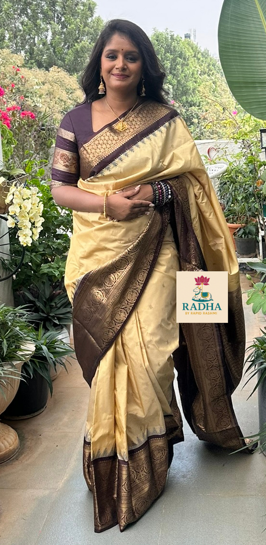 Semi Gadwal Butta Saree(Code GDP-SEMI-03)