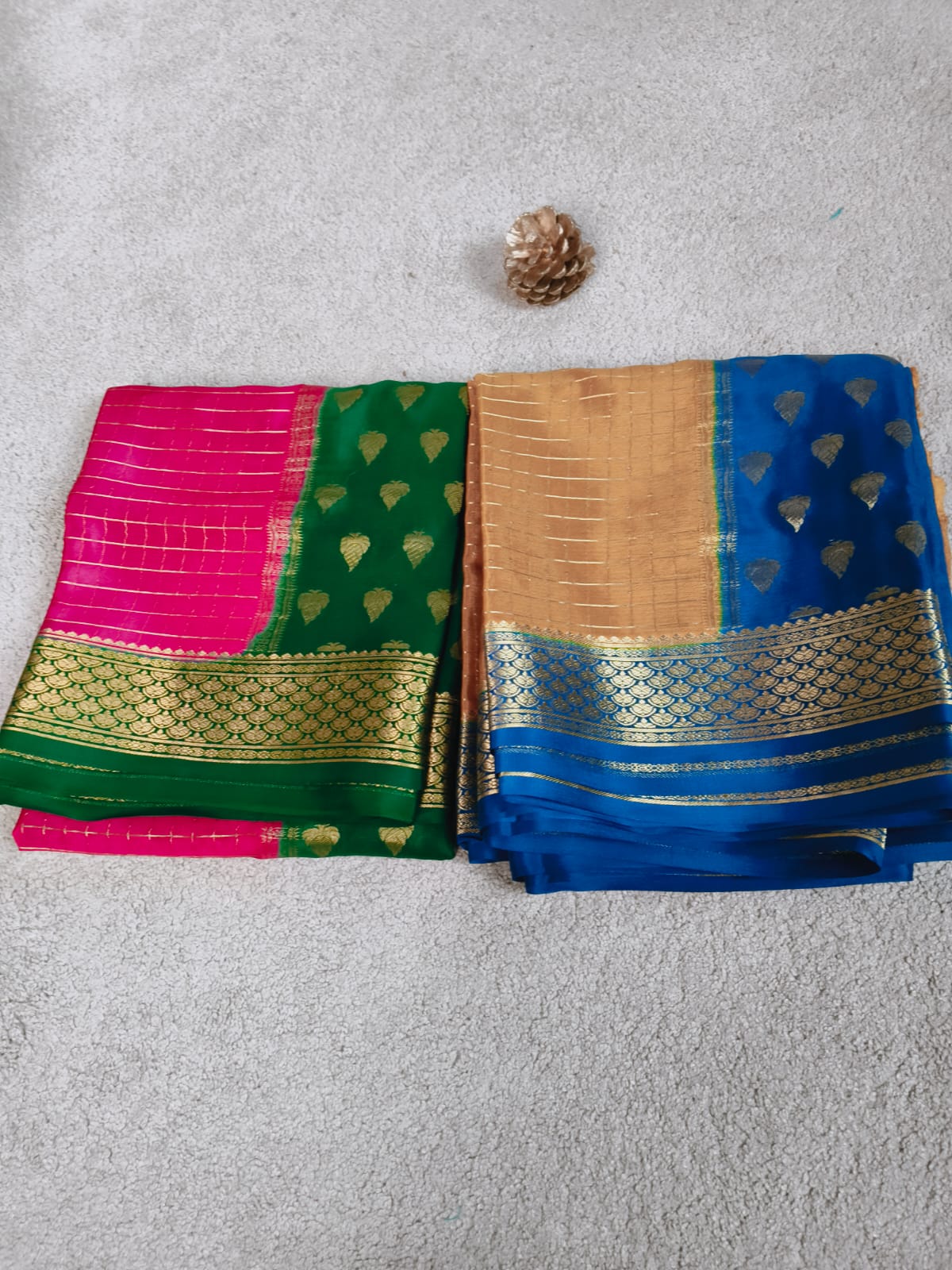 Pure Mysore Crepe Saree – 120 GSM (Butta & Box Colors) (Code PMC-04)